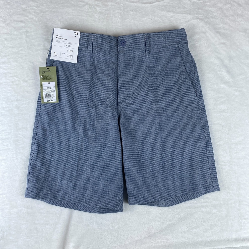 Goodfellow & Co Hybrid Swim Shorts Mens 28 Navy 9" Inseam UV Protection UPF 50+